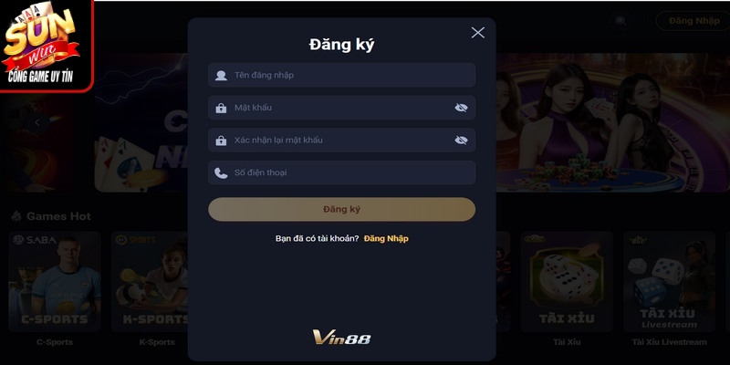 Đăng ký, tham gia cổng game đơn giản và miễn phí